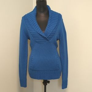 Seduction Women's Long-sleeve Cowl Collar Blue Colour Sweater Size Medium